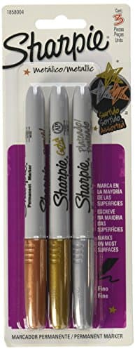 Sharpie 1858004 Metallic Marcador Permanente Punto Fino, 3 Colores Surtidos