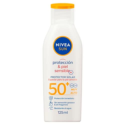 Protector Solar Corporal NIVEA SUN Protección & Piel Sensible FPS 50+ 125Ml, Sin Fragancia