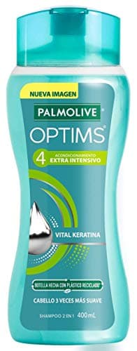 Palmolive Shampoo Optims Nivel 4 Acondicionamiento Extra Intensivo 400 ml. Fórmula 2 en 1 con Vital Keratina, Ingrediente que Deja tu cabello hasta 3 Veces más Suave