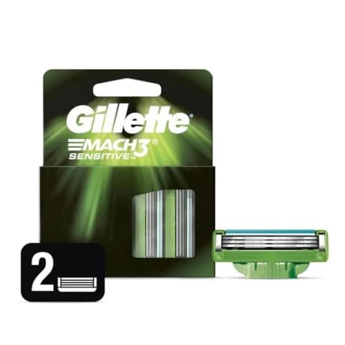 GILLETTE Mach3 Sensitive, Cartucho de Rastrillo para Afeitar, 2 Repuestos