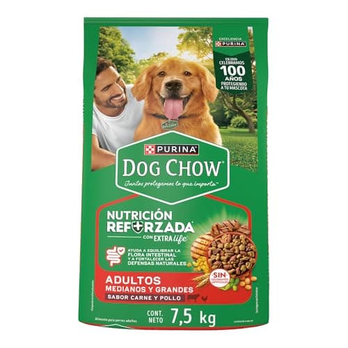 Purina Dog Chow Adulto Raza Medina y Grande Sabor Carne y Pollo 7.5Kg