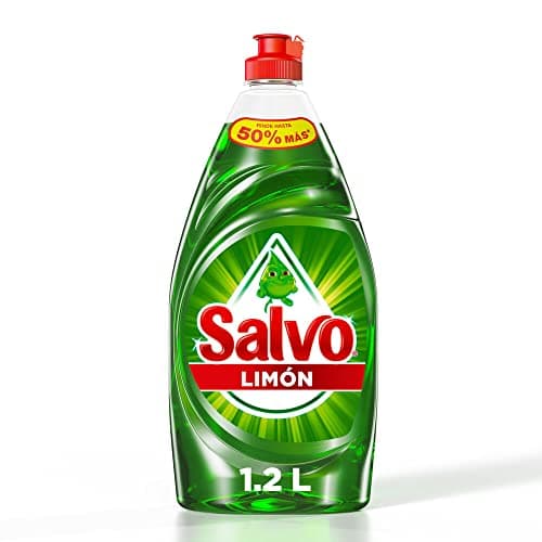Salvo Limón Lavatrastes Líquido, Jabón Líquido para Trastes con Triple Poder Cortagrasa', 1.2L, Rinde hasta 50% Más* y Remueve Grasa Difícil