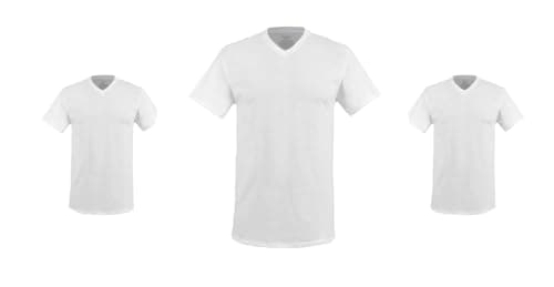 Hanes, Playera Cuello V Caballero 3 Piezas, CH, Blanco