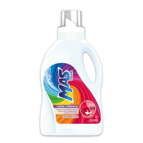 MAS- Color Detergente Líquido, 4.65 L; Renueva el Color de la Ropa (62 cargas) Especial para Mantener y Dar Vida a los Colores Intensos de las Prendas