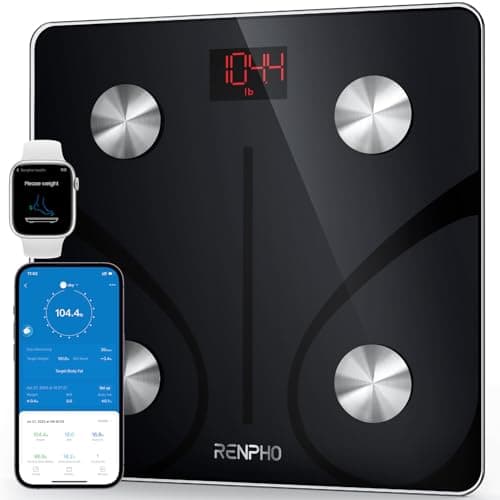 RENPHO Escala de grasa corporal bascula de IMC inteligente Escala de peso inalámbrica de baño digital Sincronización de la aplicación de teléfono inteligente con Bluetooth Negro