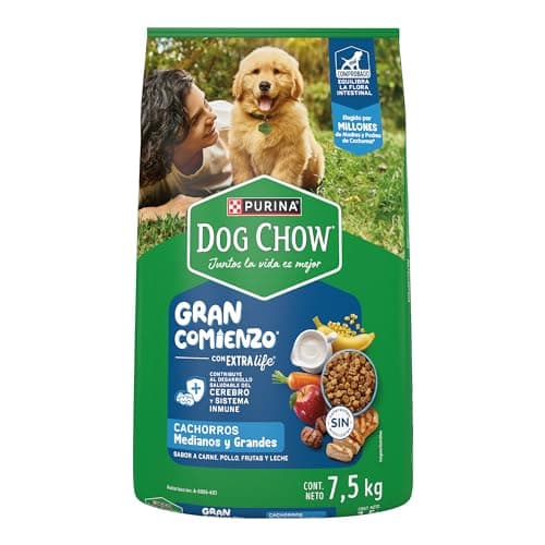 Purina Dog Chow Cachorro Raza Mediana y Grande Sabor Carne, Pollo y Frutas 7.5Kg