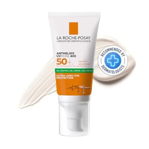 La Roche-Posay Anthelios Oil Control Toque Seco FPS 50+, Protector Solar Facial en Gel-Crema para Piel Grasa y Sensible, Matificante, Anti-Brillo, Sin Color, 50 ml