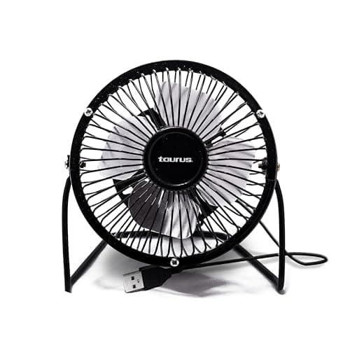 TAURUS MINI FAN | Ventilador portátil 4” metálico | USB para hogar, oficina o coche | Personal y silencioso | Cabezal ajustable | Mini ventilador resistente y práctico para llevar a cualquier lugar