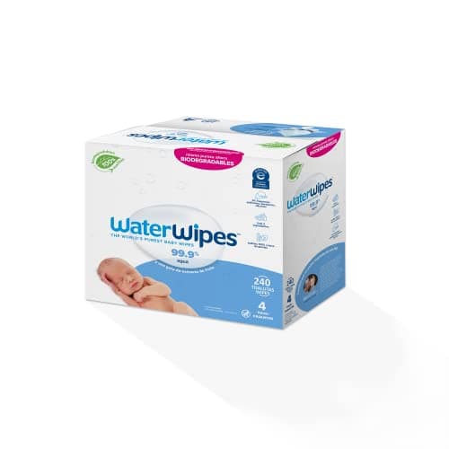 WATERWIPES, Toallitas Húmedas Originales para Bebés, Limpieza y Comodidad, Hipoalergénicas, 4 Paquetes Incluidos