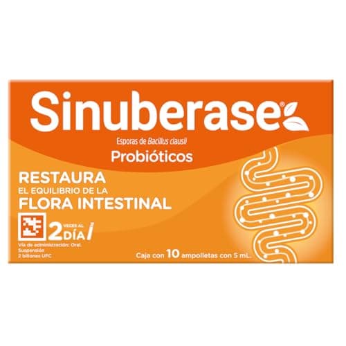 Sinuberase Probióticos en Suspensión 2 Billones de UFC 10 Ampolletas. Restaura el Equilibrio de la