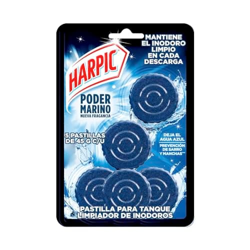 Harpic Pastillas Acuáticas Azules, 5 Piezas