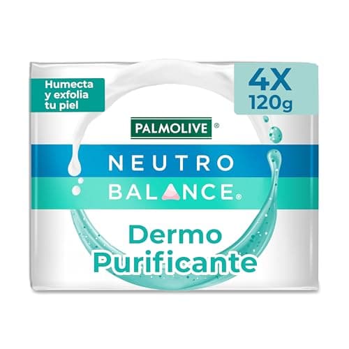 Palmolive Jabón de Baño Neutro Balance Dermo Purificante 4 x 120 g. Elimina Impurezas de tu Piel. Fórmula Suave que Ayuda a Purificar la Piel y Desintoxica