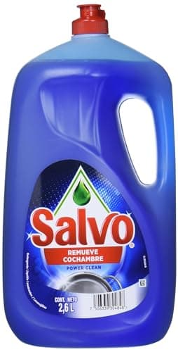 Salvo Power Clean Lavatrastes Líquido, Jabón Líquido para Trastes con Triple Poder Cortagrasa', 2.6L, Rinde hasta 50% Más* y Remueve Grasa Difícil