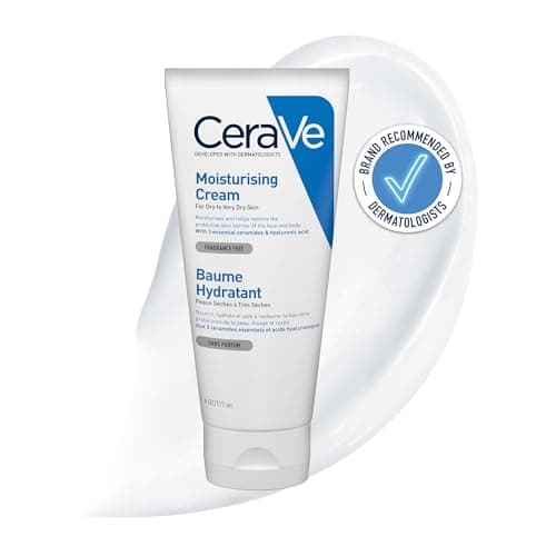 CeraVe Crema Hidratante Hasta por 24 Horas, Uso Diario para Rostro y Cuerpo, Recomendada para Pieles Secas, Contiene 3 Ceramidas Esenciales y Ácido Hialurónico, 170 g