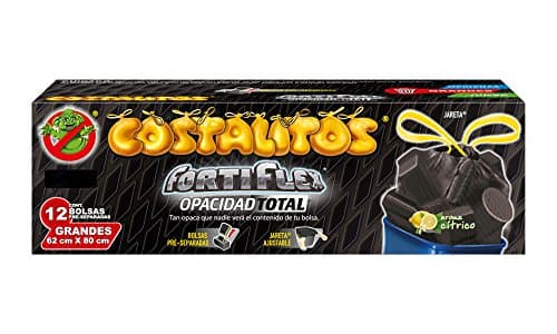 Costalitos Fortiflex Opacidad Bolsas para Basura Grandes con Jareta, color Negro, Grande, 62 x 80 cm