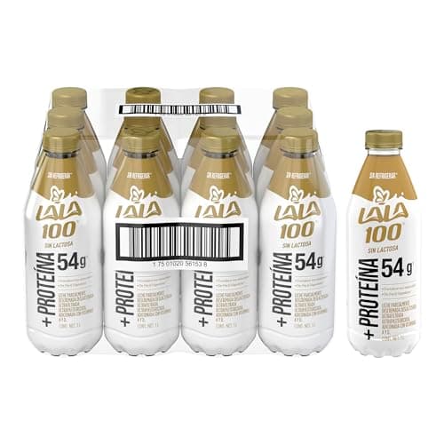 Lala 100 Leche más Proteína Sin Lactosa Parcialmente Descremada Ultrapasteurizada Reducida en Grasa con Proteína sin Refrigerar, Contenido: 1 Paquete con 12 Piezas con Tapa de 1 Litro