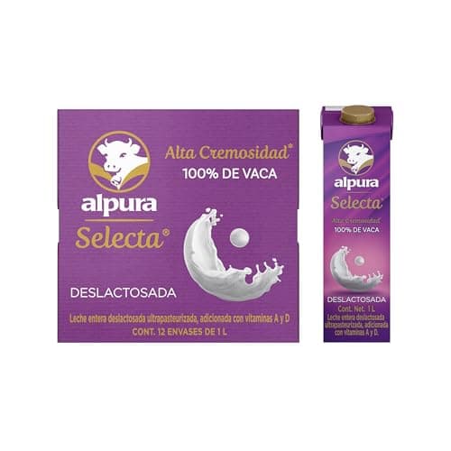 Alpura Selecta Leche Entera Deslactosada 100% de Vaca