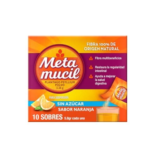 Metamucil Fibra Natural Sabor Naranja 10 sobres