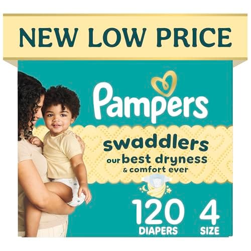 Pampers Swaddlers Pañales Etapa 4 Absorbentes Talla 4 (10-16 Kg), 120 Unidades. Mantienen al Bebé