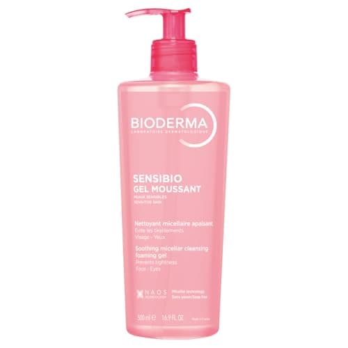 BIODERMA, Limpiador Facial, Sensibio Gel Moussant, Gel Micelar para Piel Sensible, Hidratación al instante, 500 ml