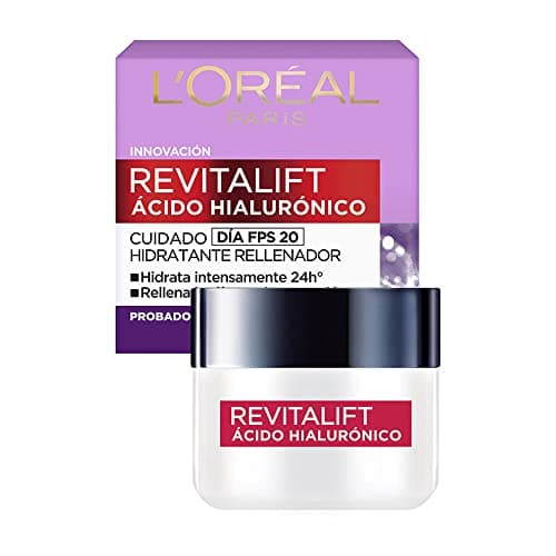 L'Oreal Paris Revitalift Ácido Hialurónico Crema de Día Hidratante, Hidrata Intensamente y Rellena Líneas de Expresión, 50 ml.