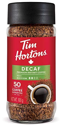 Tim Hortons Café Instantáneo Liofilizado Tostado Medio Descafeinado 100% arábica, 100% colombiano