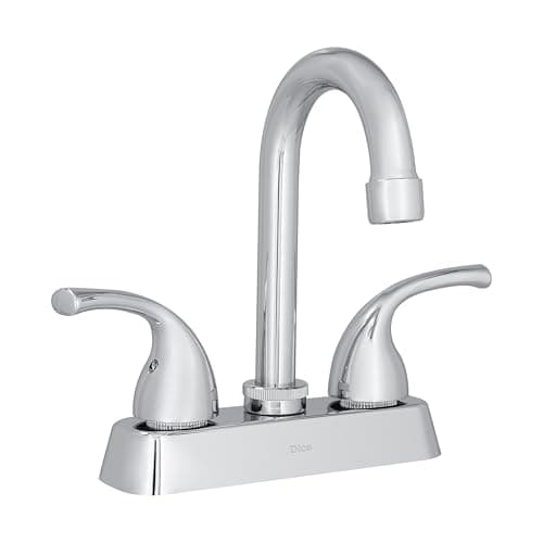 DICA, Mezcladora 4" para Lavabo Tipo Bar, Cuello Alto, Manerales de Plastico ABS, Acabado Cromo
