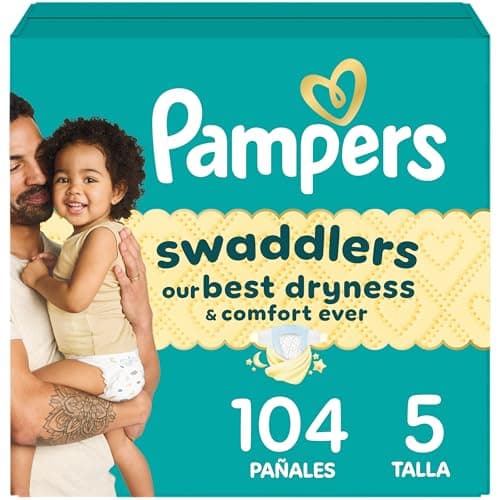 Pampers Swaddlers Pañales Etapa 5 Absorbentes Talla 5 (9-17 Kg), 104 Unidades. Mantienen al Bebé