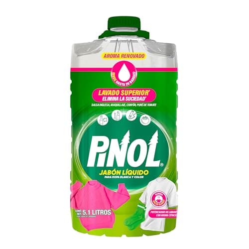 PINOL Jabón liquido potencializador de detergente para ropa blanca y de color 5.1 L.