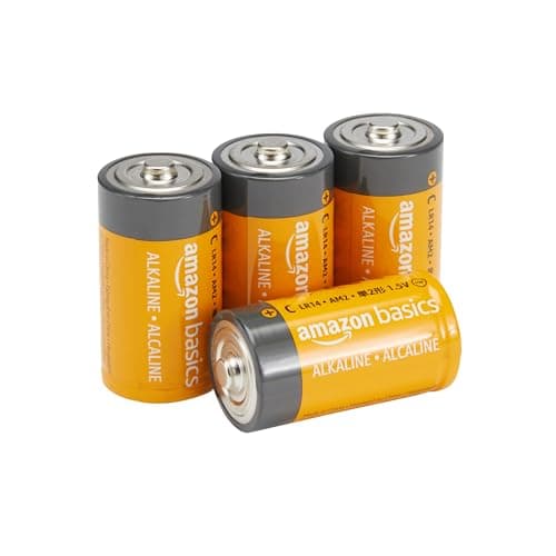 Amazon Basics - Pilas C, Paquete de 4 pilas alcalinas C multiusos, 5 años de vida útil, paquete de