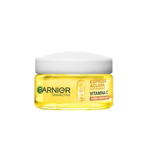 Garnier Express Aclara Crema Hidratante Antimanchas con Vitamina C y FPS 30, Unifica el Tono de la Piel, Protege de Rayos UVA/UVB, Cuidado Facial Diario, 50 ml