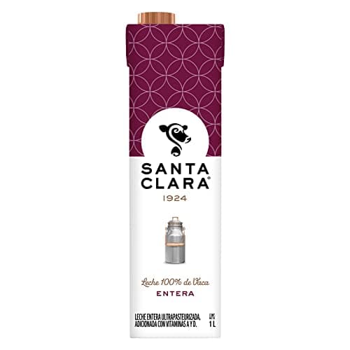 Santa Clara - Leche entera de vaca, 12 Pack de 1 Lt cada uno