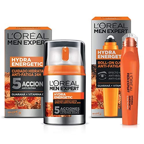 L'Oréal Paris Men Expert Kit Hydra Energetic Crema para Hombre y Roll-on Anti Ojeras