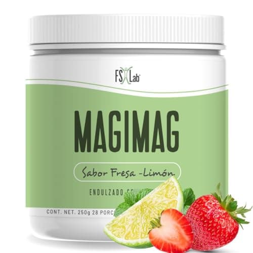 FS LAB MagiMag Fresa Limón - Citrato de Magnesio en Polvo de Natural Slim Frank Suarez - Con Colágeno Endulzado con Stevia, para Relajarse y Dormir Mejor - 250 gr