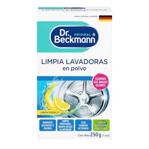 Dr. Beckmann, Limpia Lavadoras en Polvo, Elimina Malos Olores, Limpia Higiénicamente, Disuelve la Suciedad, con Carbón Activado, para Todo Tipo de Lavadoras, Calidad Alemana, 250 g