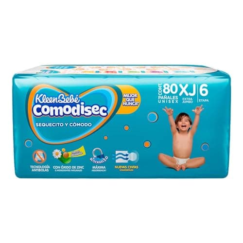 Kleenbebé Comodisec Pañal Para Bebé, Tamaño Extra-jumbo, Unisex, Paquete Con 80 Pañales Desechables