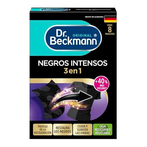 Dr. Beckmann Toallitas Negros Intensos para Renovar Los Tonos Negros y Fibras, 1 Caja con 8 Pzas