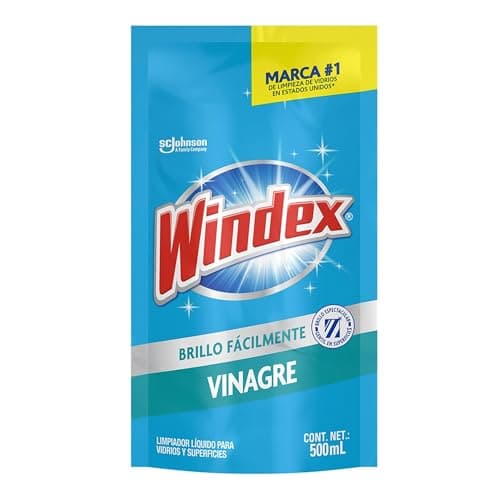 Windex Brillo Fácilmente Vinagre, Limpiador Líquido para Superficies de Vidrios, Brillo Espetacular y Gentil 500 ml