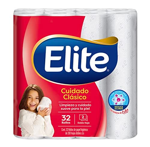 Elite Cuidado Clásico Papel Higiénico Doble Hoja 32 Rollos - Limpieza y Cuidado para tu Piel