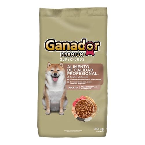 Ganador Premium Superfoods 20kg, Alimento para Perros Adultos de Razas Medianas y Grandes.