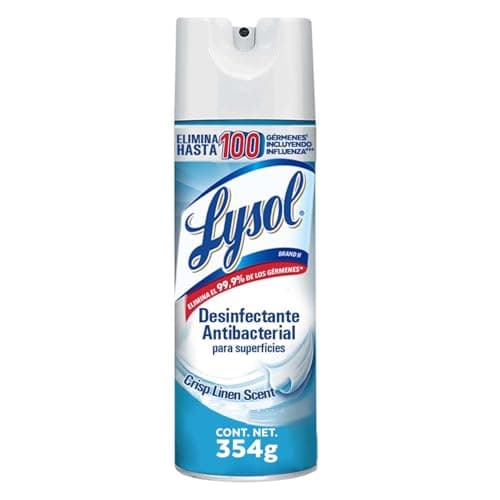 Lysol® Aerosol Desinfectante Antibacterial para Superficies Crisp Linen 354 g efectivo contra el