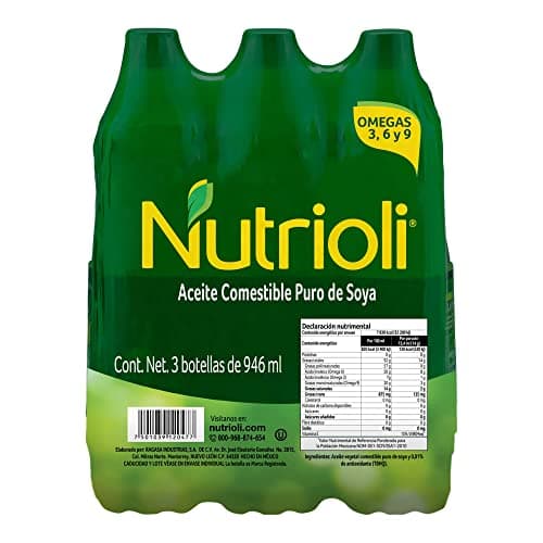 Nutrioli Tripack - Aceite Puro De Soya, Comestible, Vegetal, 946 ml