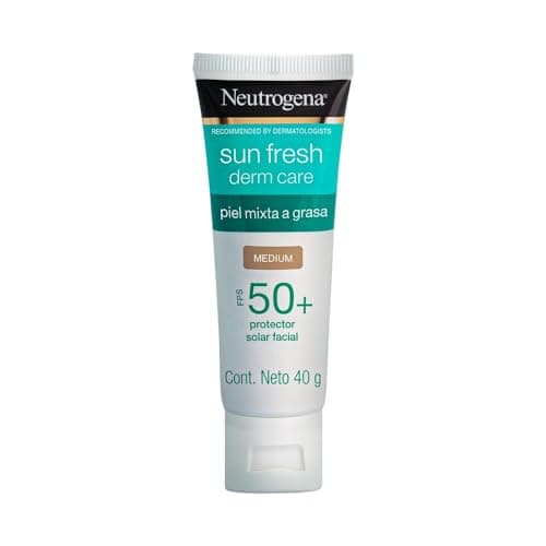 Neutrogena Sun fresh Protector Solar Facial Tono Medio Dermcare Niacinamida FPS50+, 40g