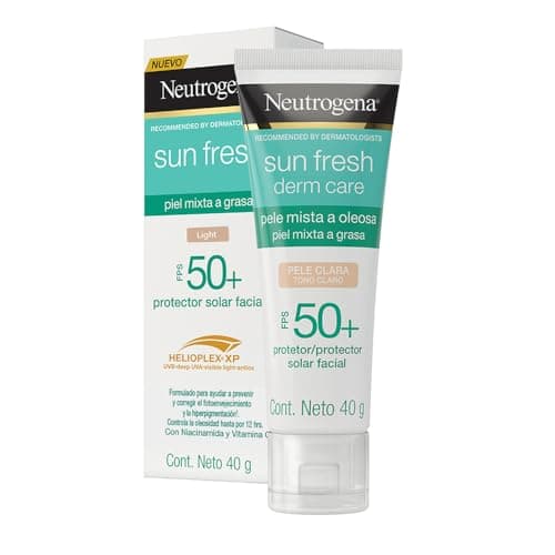 Neutrogena Sun fresh Protector Solar Facial Tono Claro Dermcare Niacinamida FPS50+, 40g