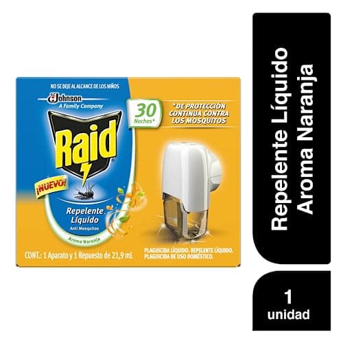 Raid Insecticida y Repelente de Mosquitos Eléctrico Aroma Naranja