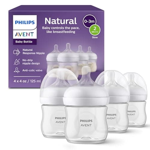 Philips AVENT Biberón natural con pezón de respuesta natural, transparente, 4 onzas, paquete de 4, SCY900/04