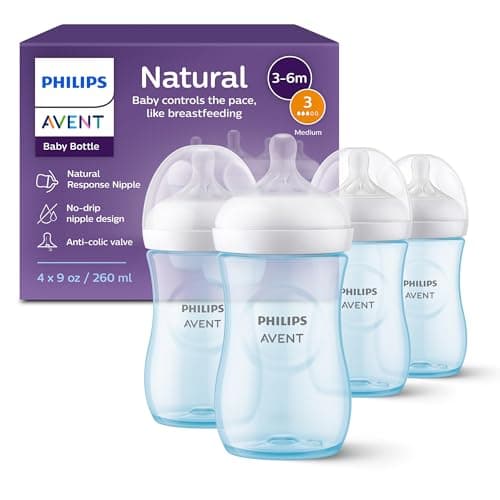 Philips Avent Biberón Natural Response│con válvula anticólicos│9 oz/260 ml│1 m+│4 pzs│SCY903/24