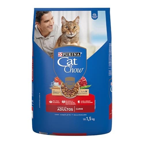 Purina Cat Chow Adulto Todos los Tamaños Sabor Carne 1.5Kg