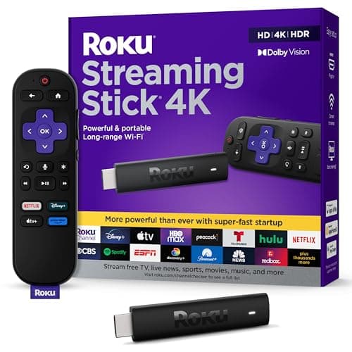 ROKU Streaming Stick 4K | Dispositivo de transmisión 4K/HDR/Dolby Vision con Control Remoto de Voz y Controles de TV
