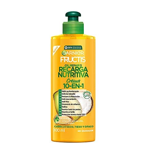 Garnier, Fructis Crema Para Peinar 10 En 1 Recarga Nutritiva, 300Ml